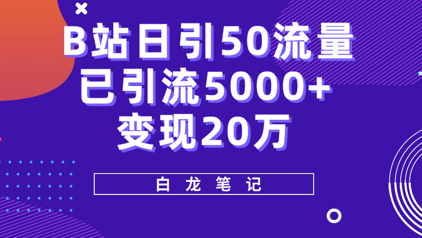 B站引流5000+，变现20万！新手必看的超级实操课程小目标分享网-专注资源收集分享平台小目标分享网